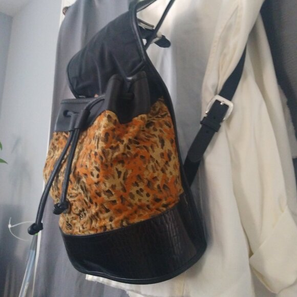 ❤️3 BRIGHTON Croc Leather & Leopard Top Handle / Backpack Bag Purse +Dustbag+FOB main image 10